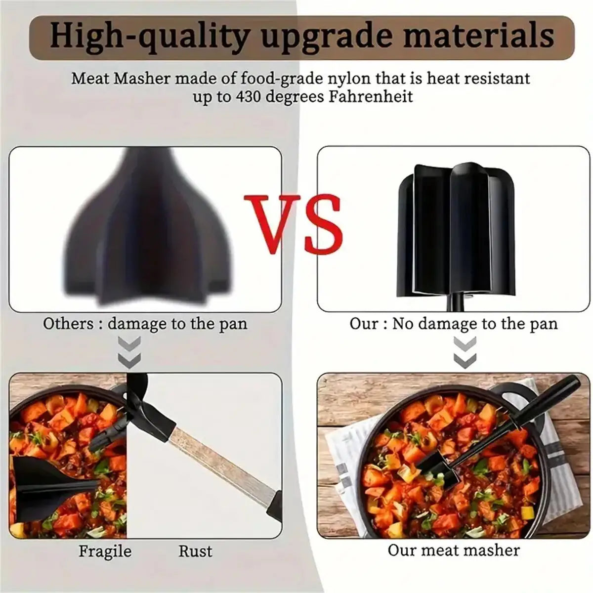 Heat-Resistant Meat Chopper & Masher