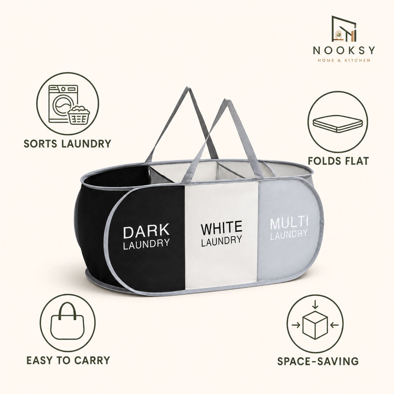 Foldable Laundry Sorting Basket – product detail view 5