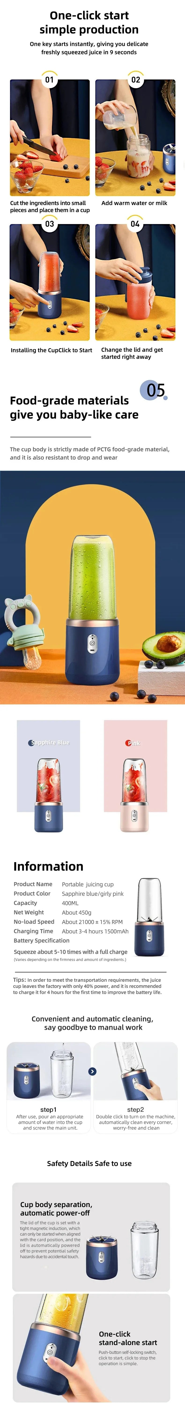 Portable USB Electric Mini Blender Cup